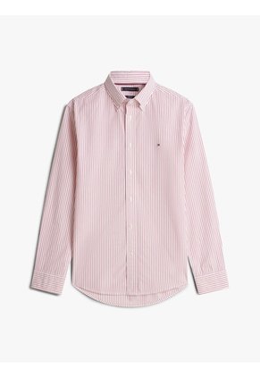 Camisa Roja De Popelín De Corte Regular Tommy Hilfiger
