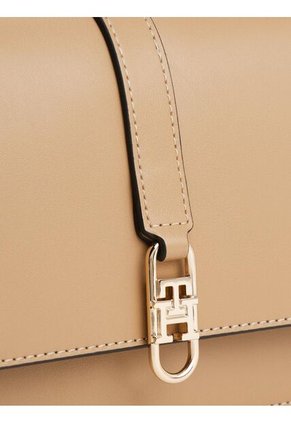 Bolso Beige Cruzado Con Solapa Y Monograma TH Tommy Hilfiger