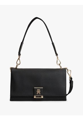 Bolso Negro Cruzado De Cuero Granulado Tommy Hilfiger
