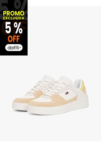 Tenis Blanco De Baloncesto Con Texturas Mixtas Tommy Hilfiger Tommy Hilfiger