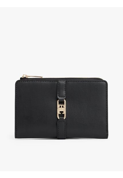 Billetera Negra Plegable Con Monograma TH Tommy Hilfiger