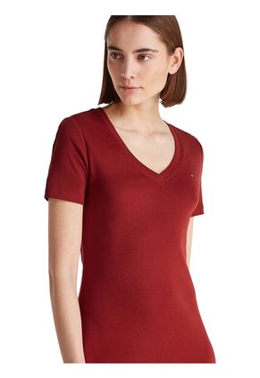 Vestido Rojo AOP Con Ribete De Cuello V Tommy Hilfiger