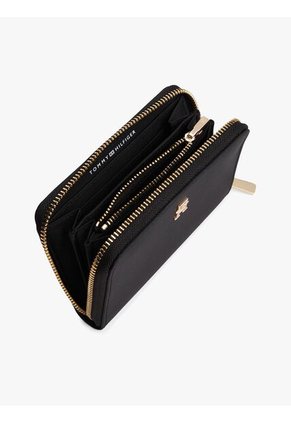 Billetera Negra Con Monograma TH Y Cierre De Cremallera Tommy Hilfiger