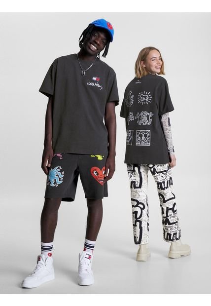 Camiseta Tommy X Keith Haring De Diseño Dual Gender Hombre Negro Tommy Jeans