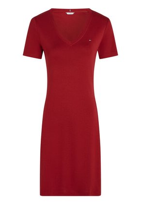 Vestido Rojo AOP Con Ribete De Cuello V Tommy Hilfiger