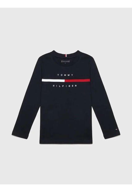 Camiseta De Manga Larga Con Logo Niño Azul Tommy Hilfiger