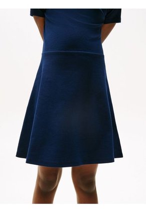 Vestido Azul De Patinadora Con Cuello Redondo Tommy Hilfiger