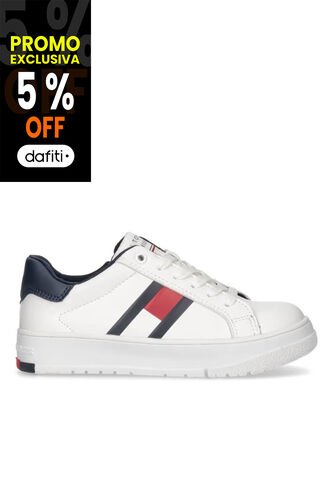 Tenis Blanco De Corte Bajo Con Cordones Tommy Hilfiger Tommy Hilfiger