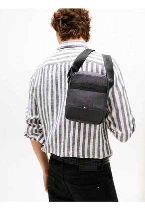 Bolso Negro Mini Reporter Con Logo Tommy Hilfiger