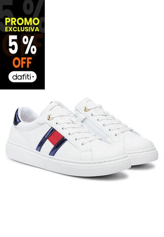 Tenis Blanco De Corte Bajo Con Cordones Tommy Hilfiger Tommy Hilfiger