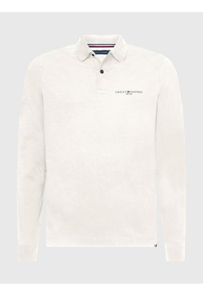 Polo De Algodón Orgánico Con Manga Larga Beige Tommy Hilfiger