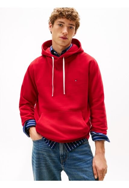 Buzo Rojo Con Capota Y Logo Bordado Tommy Hilfiger