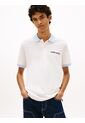 Polo Blanco De Piqué Regular Con Logo Bordado Tommy Jeans de Tommy Hilfiger