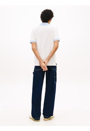 Polo Blanco De Piqué Regular Con Logo Bordado Tommy Jeans