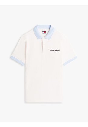 Polo Blanco De Piqué Regular Con Logo Bordado Tommy Jeans