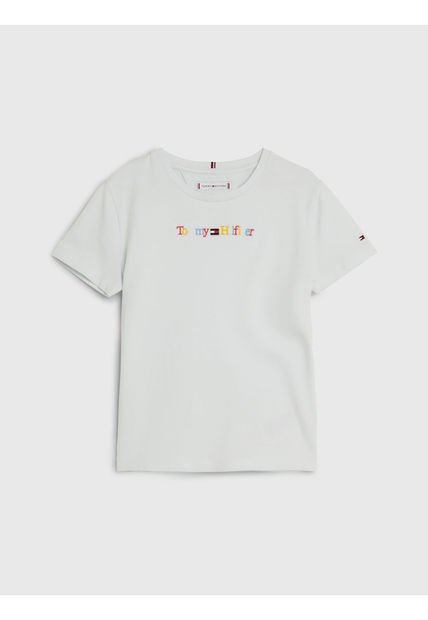 Camiseta Celeste Para Niña Con Logo  Tommy Hilfiger