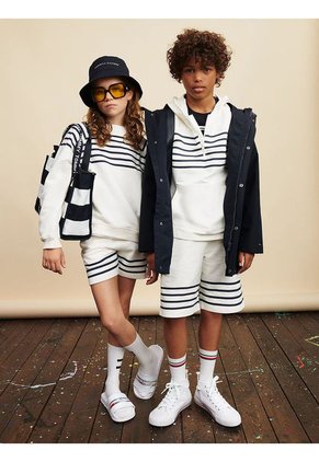 Saco Con Rayas Marineras Y Logo Niña Blanco Tommy Hilfiger