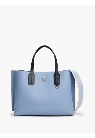 Bolso Azul Tote Con Placa Del Monograma TH Tommy Hilfiger Tommy Hilfiger