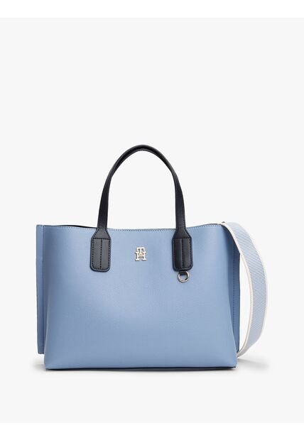 Bolso Azul Tote Con Placa Del Monograma TH Tommy Hilfiger