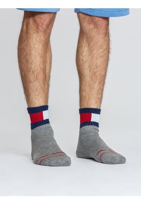 Paquete Gris De 3 Calcetines Con Logo Bordado Tommy Hilfiger
