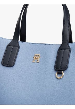 Bolso Azul Tote Con Placa Del Monograma TH Tommy Hilfiger