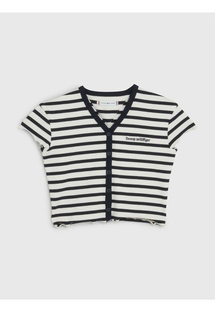 Camiseta Estilo Top De Niña Acanalado Rayas Tommy Hilfiger