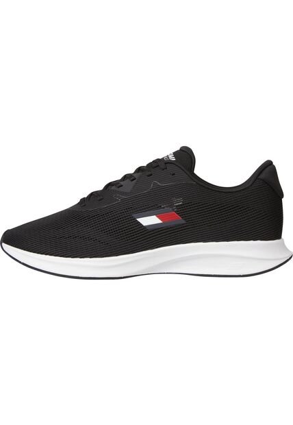 Tenis Negro De Malla Con Logo Tommy Hilfiger