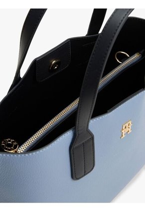 Bolso Azul Tote Con Placa Del Monograma TH Tommy Hilfiger