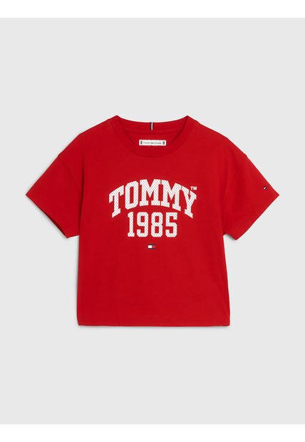 Camiseta Con Logo Universitario Niña Rojo Tommy Hilfiger