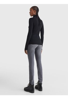 Suéter Acanalado Slim Con Cuello Vuelto Rosa Tommy Hilfiger