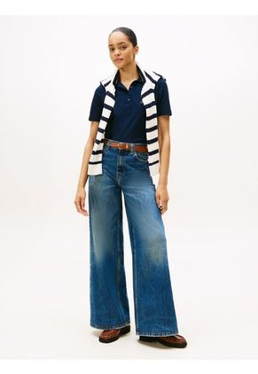 Polo Azul De Corte Regular Con Escudo Bordado Tommy Hilfiger