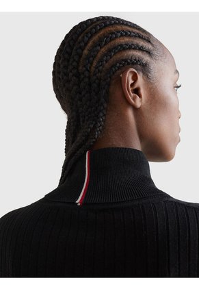 Suéter Acanalado Slim Con Cuello Vuelto Rosa Tommy Hilfiger