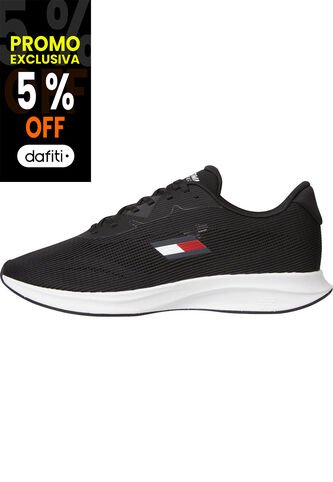 Tenis Negro De Malla Con Logo Tommy Hilfiger Tommy Hilfiger