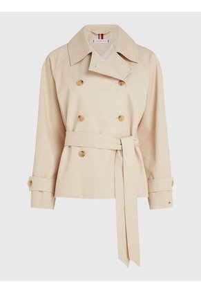 Chaquetón De Botonadura Doble Con Cinturón Mujer Beige Tommy Hilfiger