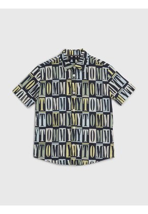 Camisa De Manga Corta Con Motivo Letras Niño Azul Tommy Hilfiger