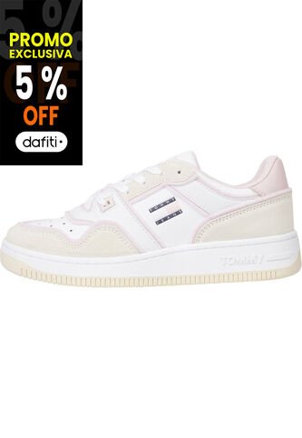 Tenis Blanco De Baloncesto Con Texturas Mixtas Tommy Hilfiger Tommy Hilfiger