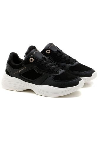 Tenis Negro De Estilo Running Con Suela Gruesa Tommy Hilfiger Tommy Hilfiger