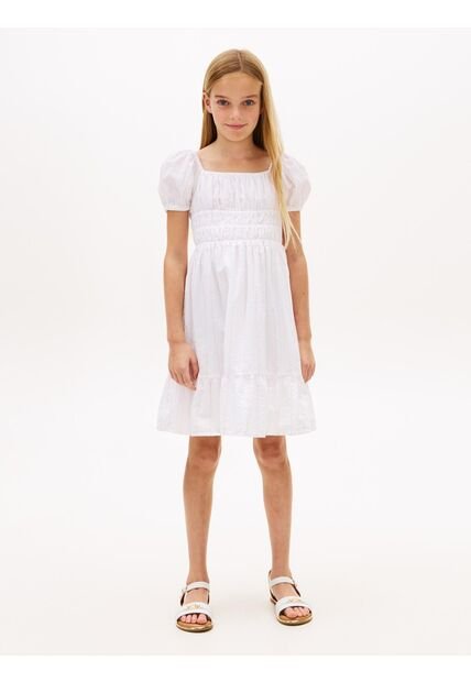 Vestido Blanco De Manga Corta Farol Tommy Hilfiger