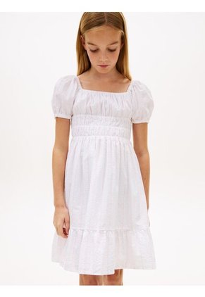 Vestido Blanco De Manga Corta Farol Tommy Hilfiger
