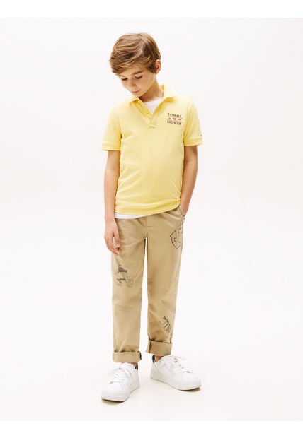 Polo Amarillo Con Logo Bordado Tommy Hilfiger
