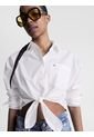 Camisa Cropped De Popelín Mujer Blanco Tommy Jeans de Tommy Hilfiger
