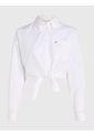 Camisa Cropped De Popelín Mujer Blanco Tommy Jeans de Tommy Hilfiger