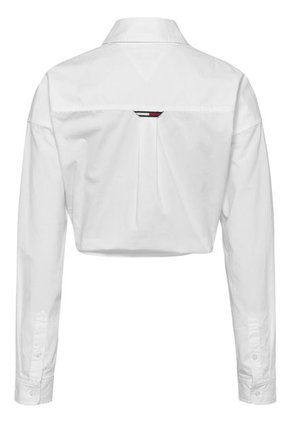 Camisa Cropped De Popelín Mujer Blanco Tommy Jeans