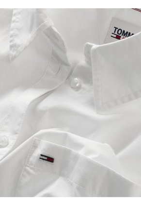 Camisa Cropped De Popelín Mujer Blanco Tommy Jeans