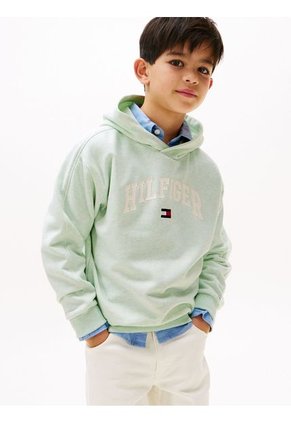 Buzo Verde Con Capota Y Logo De Estilo Universitario Tommy Hilfiger