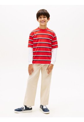 Camiseta Roja De Punto Con Logo Bordado Tommy Hilfiger