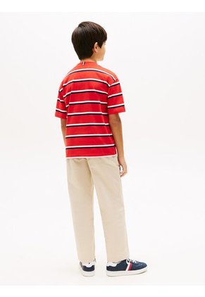 Camiseta Roja De Punto Con Logo Bordado Tommy Hilfiger