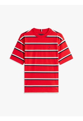 Camiseta Roja De Punto Con Logo Bordado Tommy Hilfiger