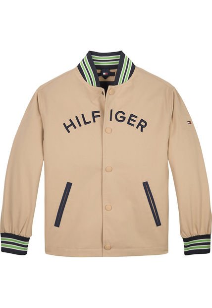 Chaqueta Bomber Con Logo Arqueado Niño Beige Tommy Hilfiger