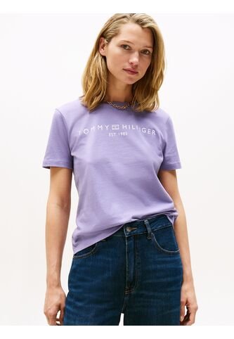 Camiseta Purpura De Cuello Redondo Con Logo Tommy Hilfiger Tommy Hilfiger